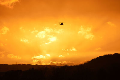 Low angle view of orange sky