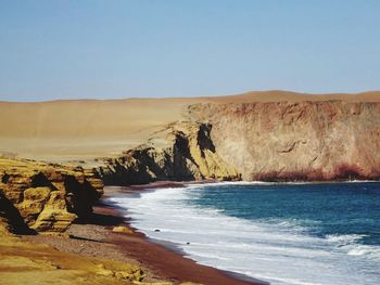 Scenic view of sea against clear sky