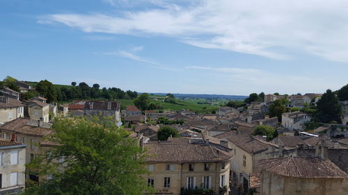 High angle view of townscape against sky