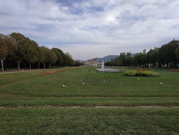 Scenic view of land against sky