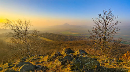 Scenic view of landscape against sky during sunset