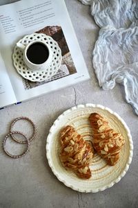 High angle view of food on table