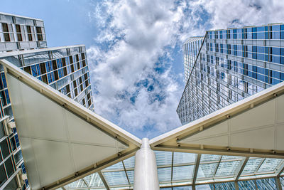 Low angle view of modern building against sky