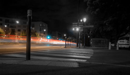 Light trails on road at night