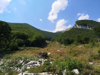 Scenic view of mountains against sky