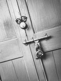 High angle view of closed door