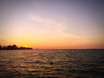 Scenic view of sea at sunset