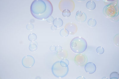 Close-up of bubbles against white background