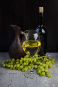 Close-up of wineglass on table