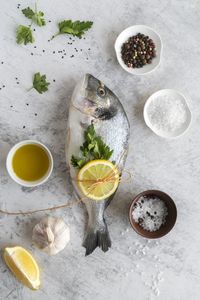 High angle view of food on table