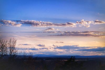 Landscape with mountain range in background