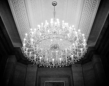 Low angle view of chandelier