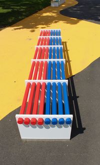 High angle view of multi colored pencils on road