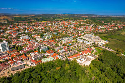 High angle view of townscape against sky