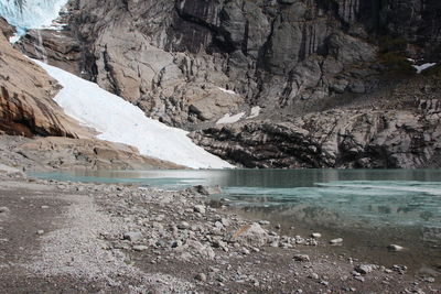 Scenic view of lake during winter