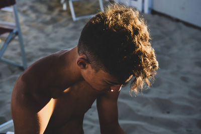 Portrait of shirtless man