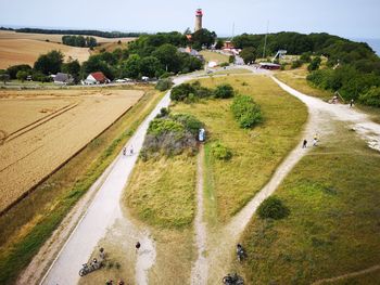 High angle view of road passing through landscape