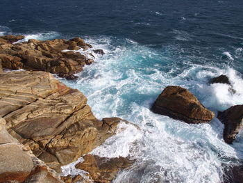 High angle view of sea waves