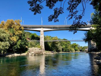 Bridge over river against sky