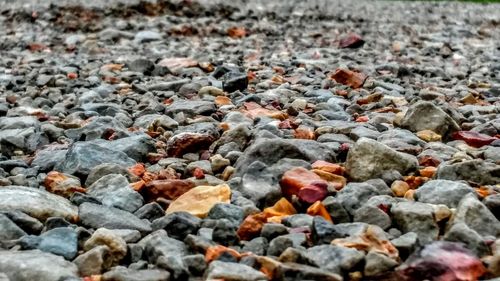 Close-up of pebbles on beach