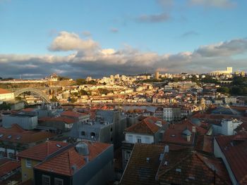 High angle view of townscape against sky