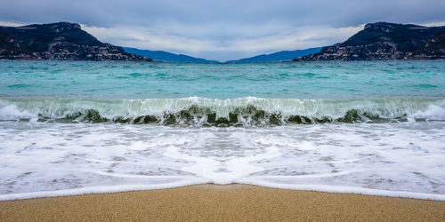 Scenic view of beach against sky