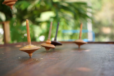 Close-up of objects on table