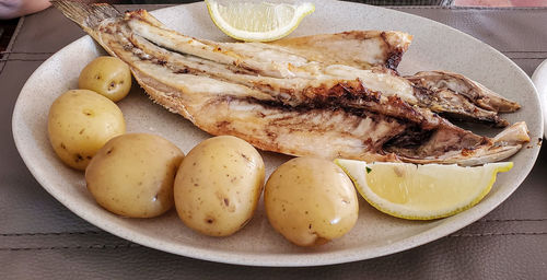 High angle view of meal served in plate