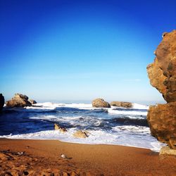 Scenic view of sea against clear sky