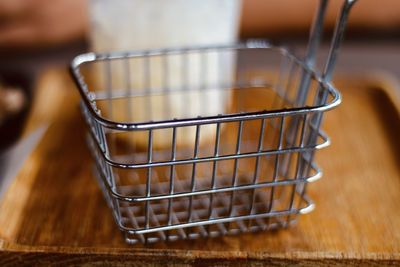 High angle view of bread in container on table