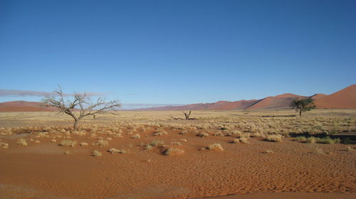 Scenic view of desert against cloudy sky