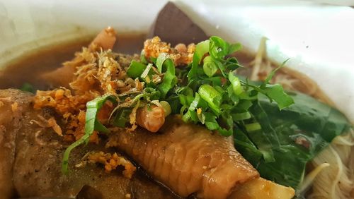 Close-up of food served in plate