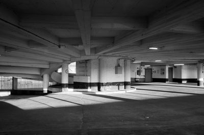 Interior of empty parking lot