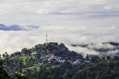 High angle view of townscape against sky