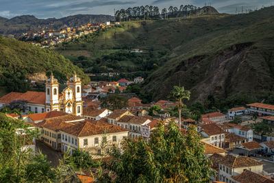 High angle view of town