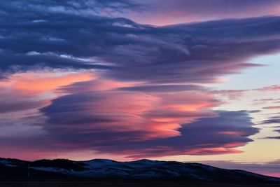 Scenic view of dramatic sky during sunset