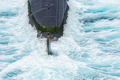 High angle view of boat in sea