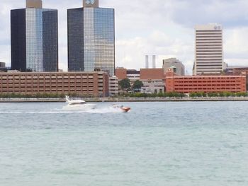 City skyline with river in background