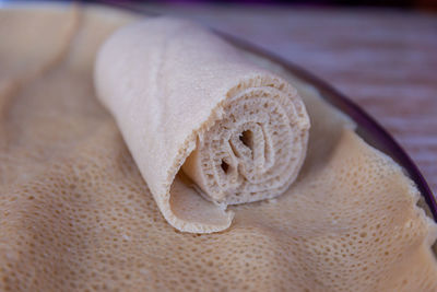 High angle view of bread on table