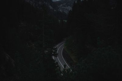 High angle view of road amidst trees in forest