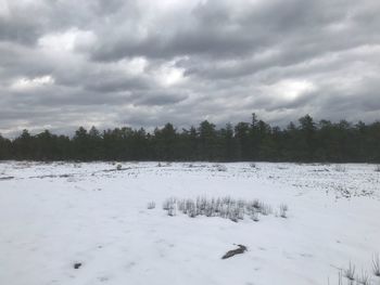 Scenic view of frozen lake against sky