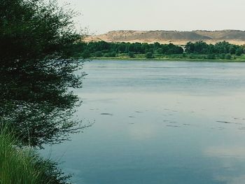Scenic view of lake against clear sky