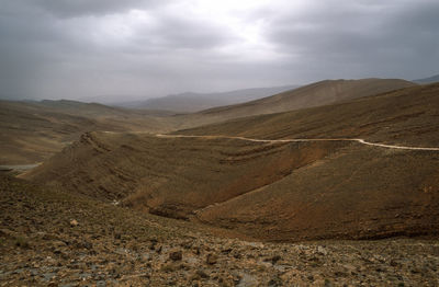 Scenic view of arid landscape against sky