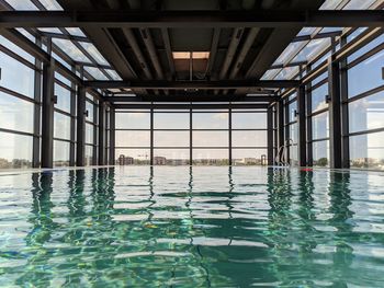 Reflection of swimming pool in water