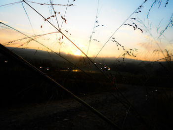 Scenic view of silhouette field against sky during sunset