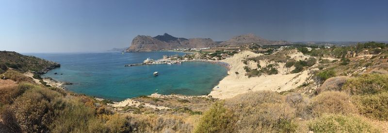 Scenic view of sea against clear sky