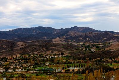 High angle view of townscape against sky