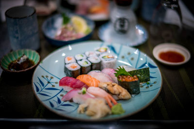 Close-up of food in plate on table