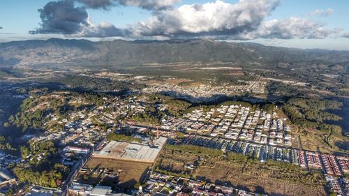 High angle view of townscape against sky