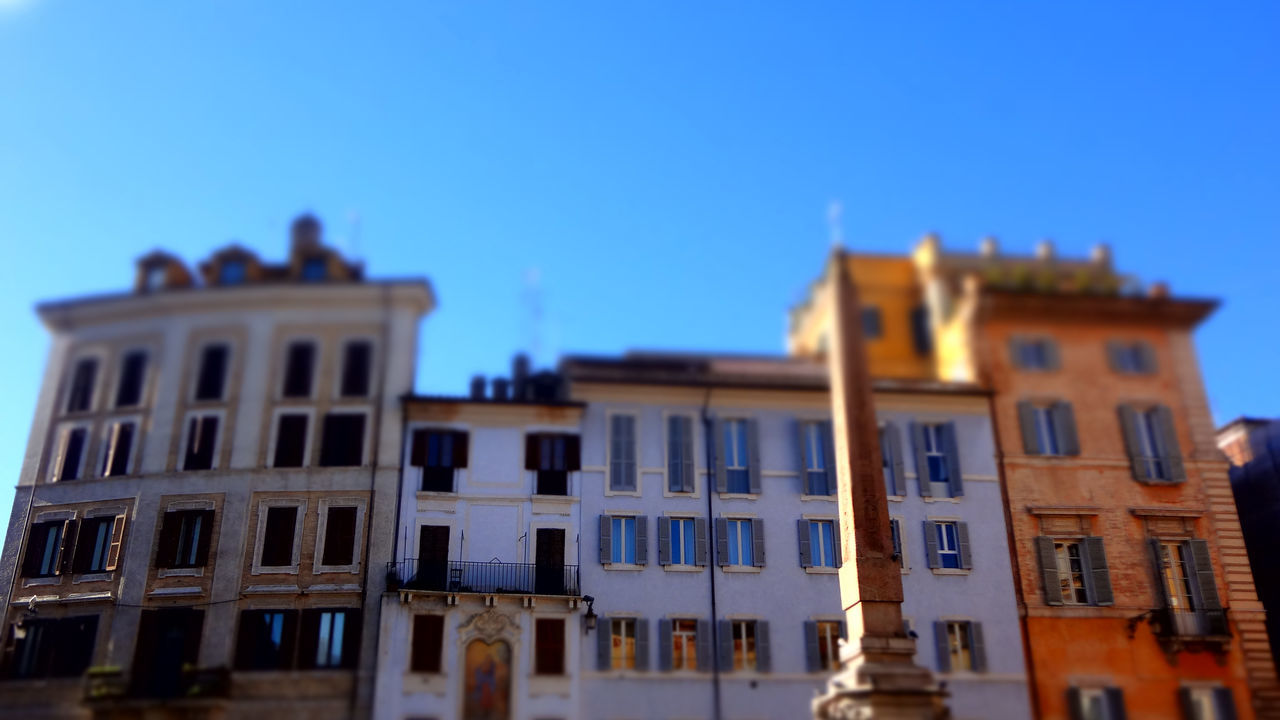 blue, building exterior, architecture, low angle view, built structure, clear sky, no people, sky, outdoors, day